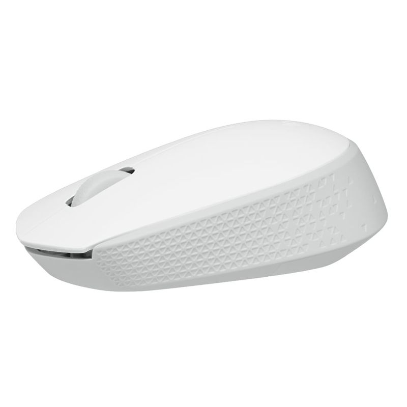 Mouse inalámbrico Logitech M170 ambidiestro compacto blanco lateral fondo blanco