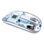 Mouse inalámbrico Coolbox Teraware TERAMOUSEBLUE Bluetooth azul recargable vista lateral inferior componentes internos visibles