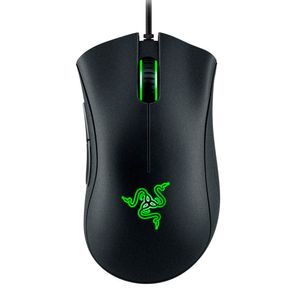 Mouse gamer alámbrico Razer Deathadder Essential conexión USB, 6400 dpi, 5 botones, luz verde, negro