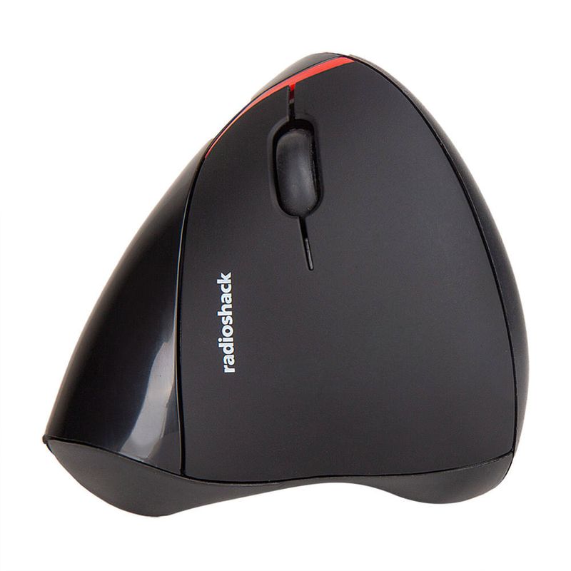 Mouse inalámbrico vertical Radioshack receptor USB 1000 DPI 5 botones negro Lateral
