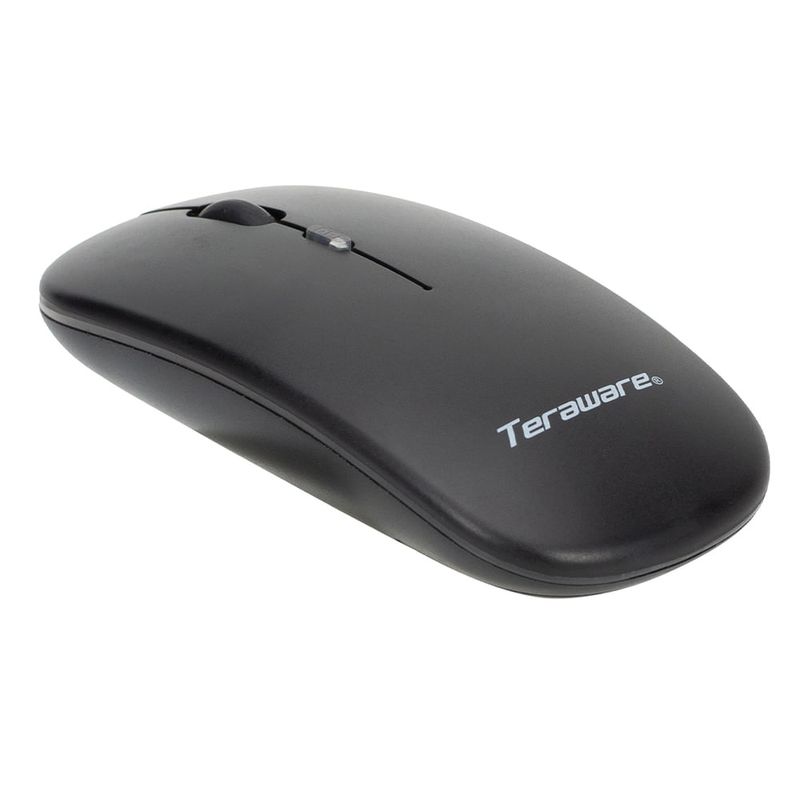 Mouse inalámbrico Coolbox Teraware MO-296W sensor 1600 DPI negro dorsal oblicuo fondo blanco