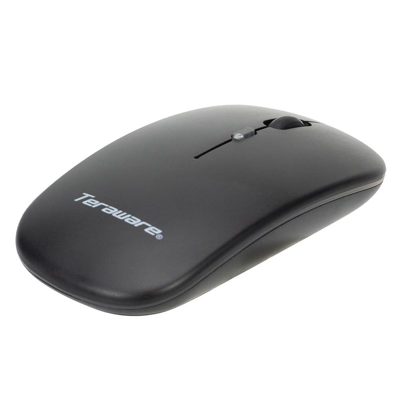 Mouse inalámbrico Coolbox Teraware MO-296W sensor 1600 DPI negro dorsal oblicuo fondo blanco