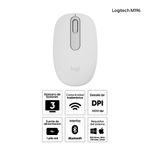 Mouse inalámbrico Logitech M196 Bluetooth 1000 dpi blanco vista frontal especificaciones destacadas