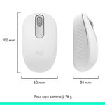 Mouse inalámbrico Logitech M196 Bluetooth 1000 dpi blanco vista comparativa dimensiones del producto