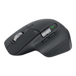 Mouse inalámbrico Logitech MX Master 3S Bluetooth 8000 dpi negro vista perspectiva lateral diseño ergonómico con apoyo para pulgar