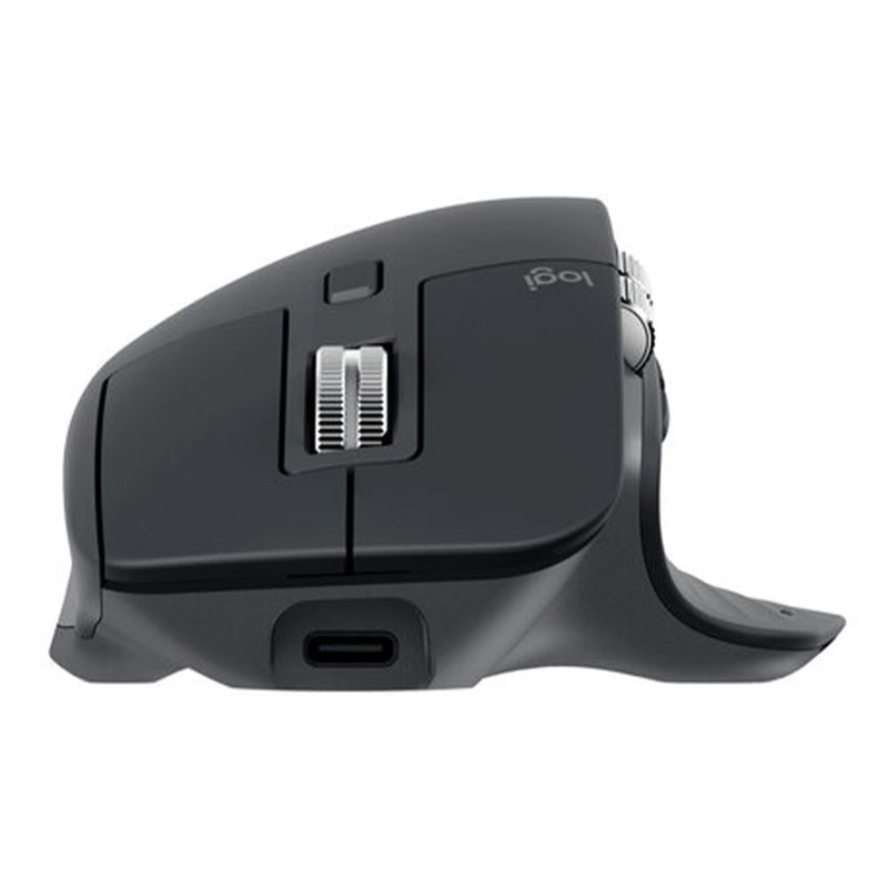 Mouse inalámbrico Logitech MX Master 3S Bluetooth 8000 dpi negro vista frontal puerto USB-C de carga