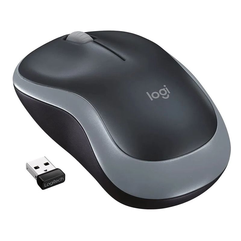Mouse inalámbrico Logitech M185 receptor USB 1000 DPI 3 botones gris frontal-oblicuo