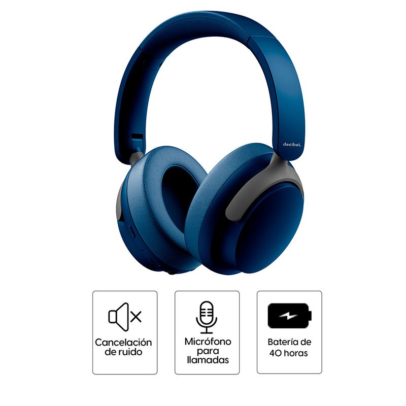 Audífonos bluetooth Decibel Rhythmic Pro, azul especificaciones