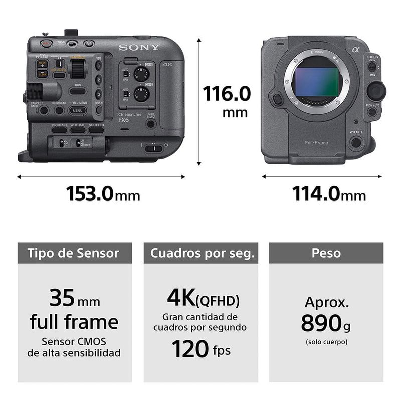 Cámara Sony Cinema Line FX6 4K QFHD