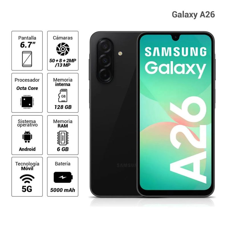 Samsung Galaxy A26 5G 128GB 6GB negro