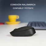 Mouse inalámbrico Logitech M170 conexión inalámbrica negro lateral oficina