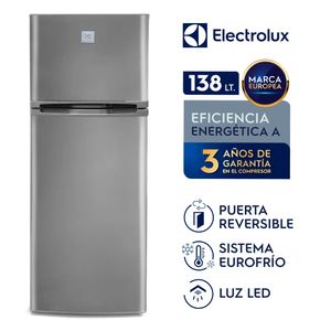 Refrigeradora Electrolux Top Mount Frost, 138 litros, sistema Eurofrío y congelamiento natural, plateado