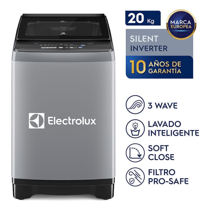 Combo Lavadora Electrolux 20kg Silent Inverter + Vaporizador EPS10