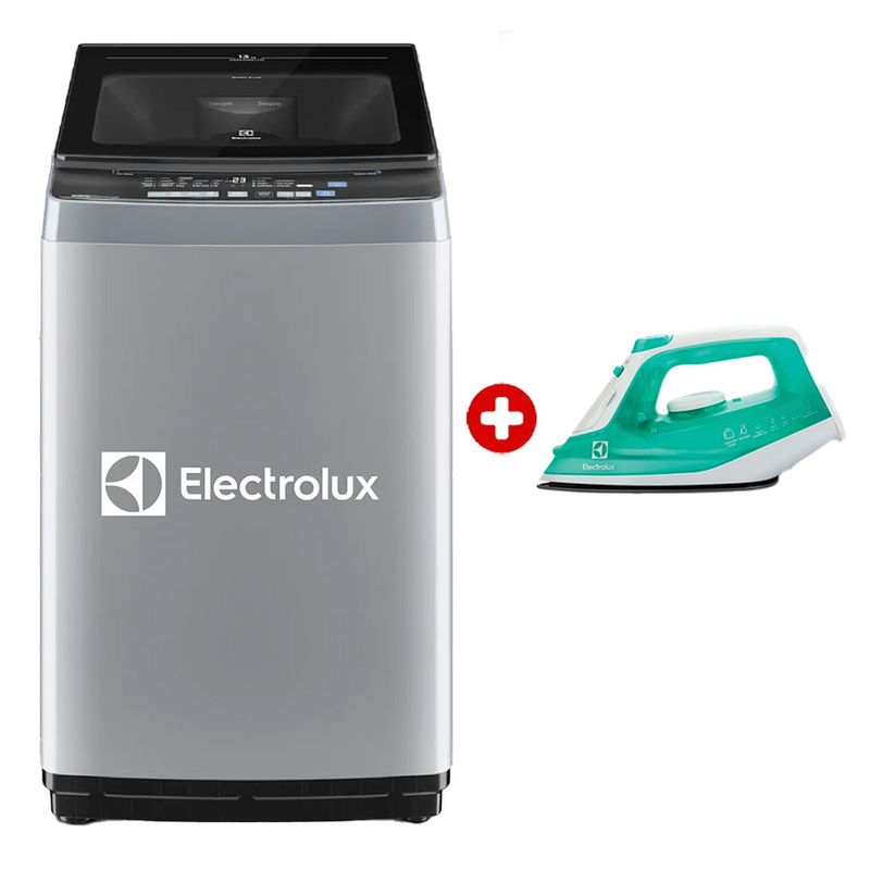 Combo Lavadora Electrolux 13kg Silent Inverter Silver + Plancha SIE70