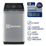 Combo Lavadora Electrolux 13kg Silent Inverter Silver + Plancha SIE70