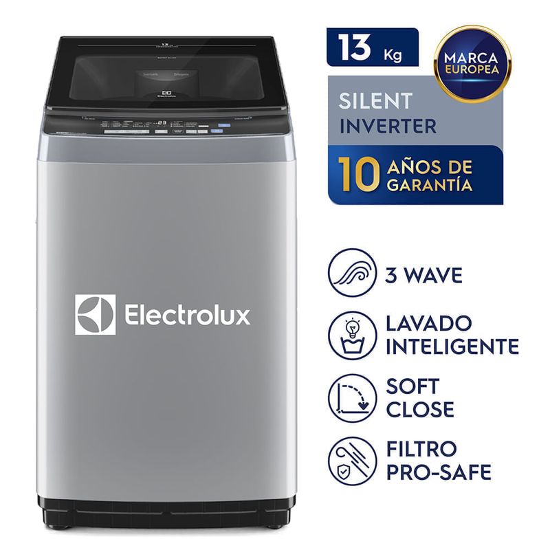 Combo Lavadora Electrolux 13kg Silent Inverter Silver + Plancha SIE70