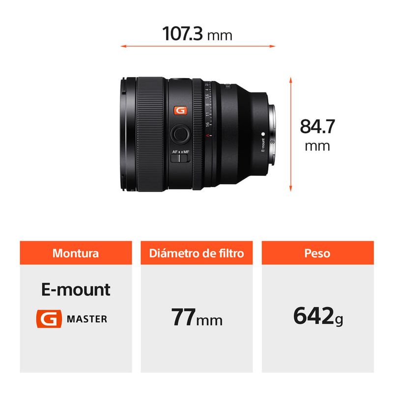 Lente Sony FE 85mm F1.4 GM II Full Frame