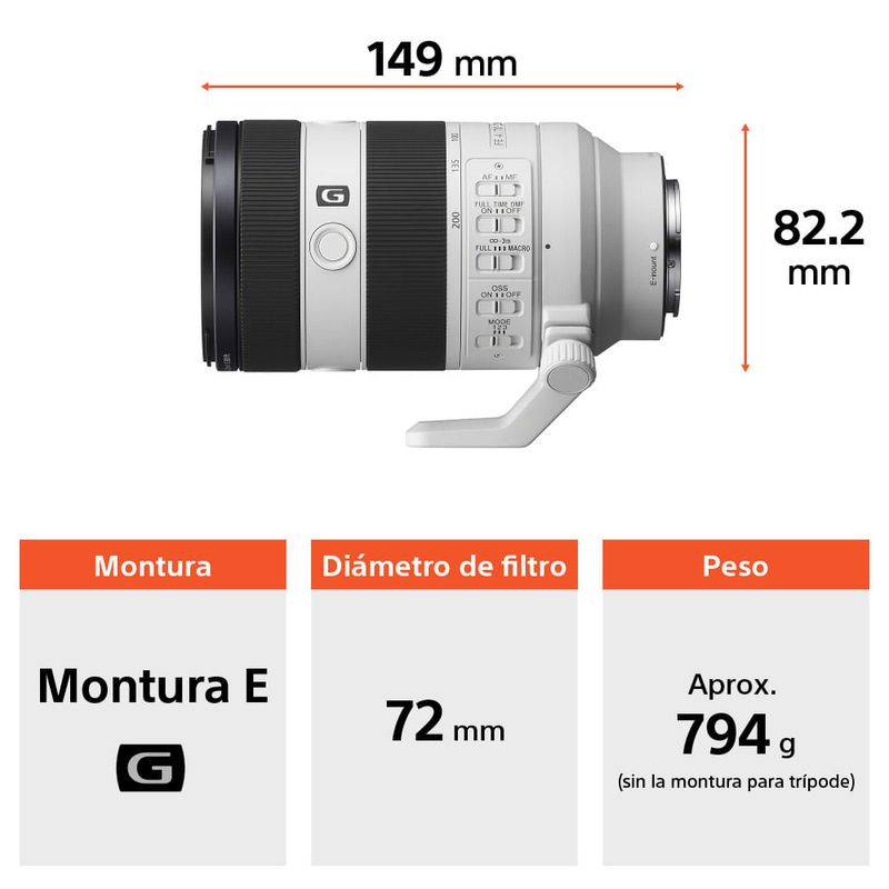Lente Sony 70-200mm F4 G Full Frame