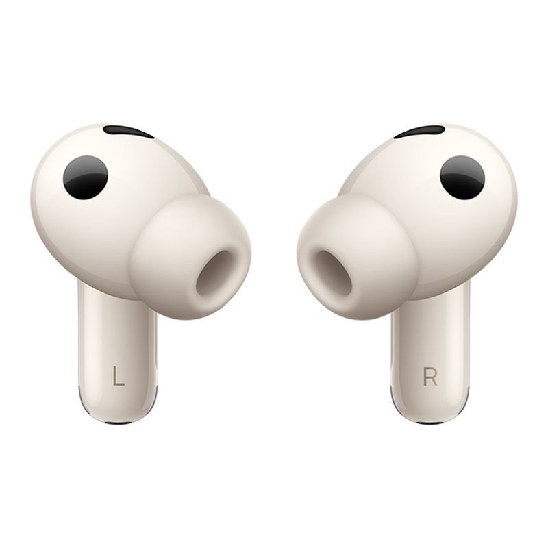 Audífonos bluetooth True Wireless Huawei FreeBuds Pro 5 resistencia al agua arena vista frontal detalle de audífonos inalámbricos