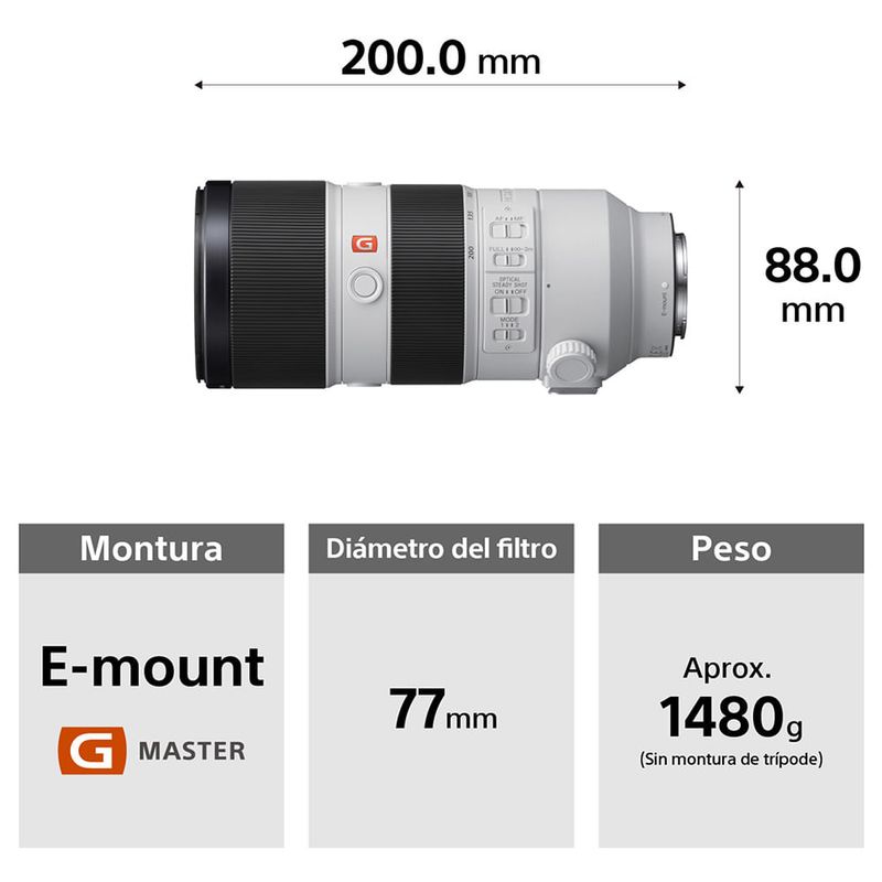 Lente Sony 70-200mm F2.8 G Master Full Frame