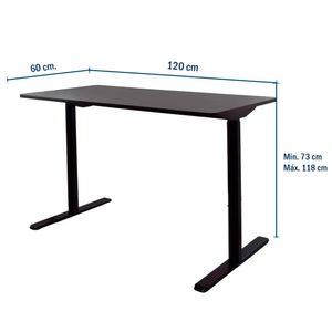Escritorio regulable eléctrico Ofideas Slide, altura ajustable, estructura metálica, superficie de aglomerado, negro