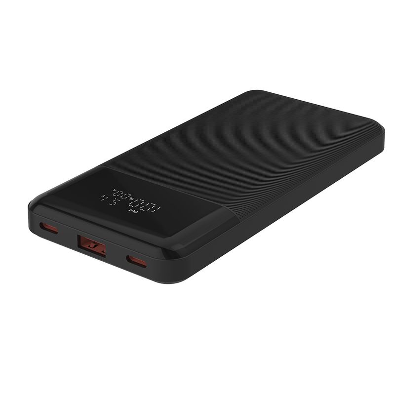 Batería externa Coolbox GMobile 20W Negro Frontal-oblicuo mostrando puertos USB y USB Tipo-C