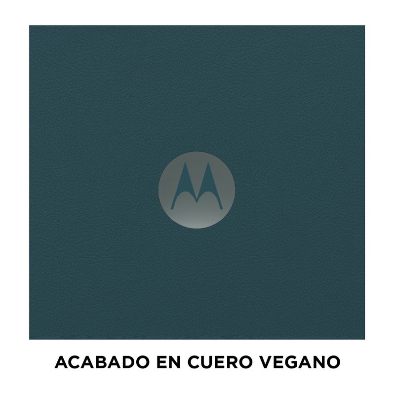 Celular Motorola moto g06 4G azul imagen informativa diseño con acabado en cuero vegano
