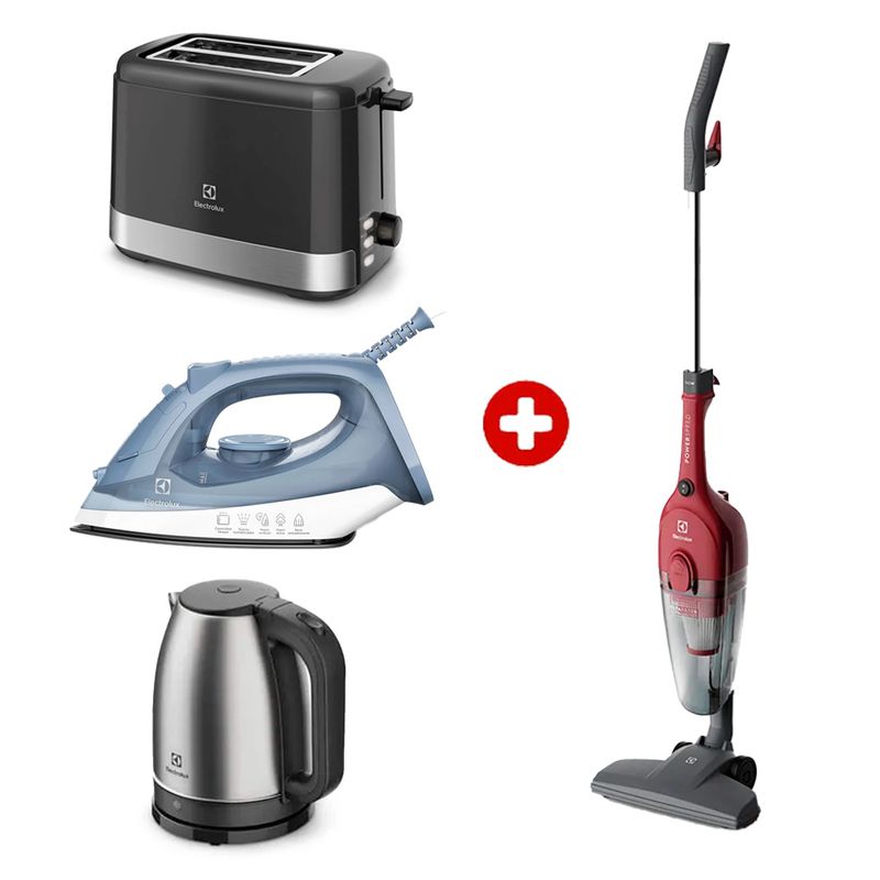 Combo Electrolux tostadora hervidor plancha aspiradora