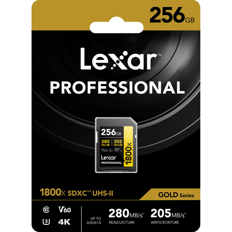 Memoria SD Lexar 256GB UHS-II V60 1800x 280MB/s