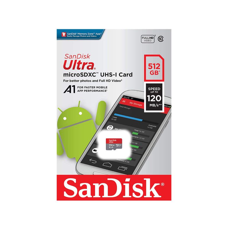 Memoria SanDisk microSDXC 512GB A1 Clase 10
