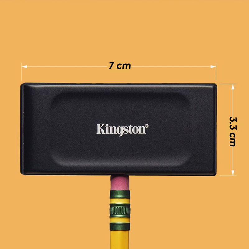 SSD externo Kingston XS1000 1TB Negro Especificaciones dimensiones compactas de 7 cm de ancho