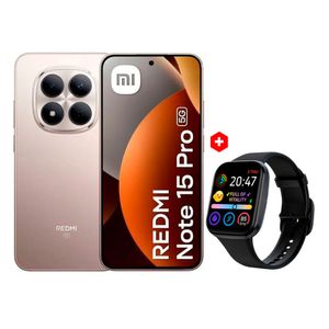 Celular Redmi Note 15 Pro 5G 512GB 8GB RAM, cámara 200MP y frontal 20MP, pantalla 6.8”, gris titanio + Smartwatch Roadtrip S4 Lite 1.83”
