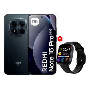 Celular Redmi Note 15 Pro 5G 512GB 8GB RAM pantalla 6.8” cámara 200MP negro + Smartwatch Roadtrip S4 Lite 1.83”