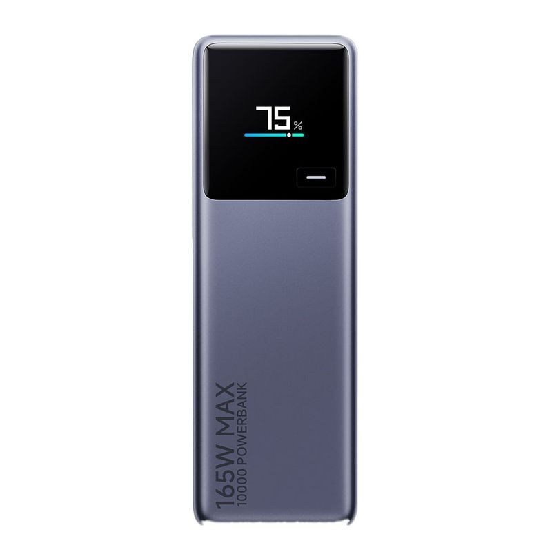 Batería externa Xiaomi 10000 mAh Plomo Frontal mostrando pantalla digital
