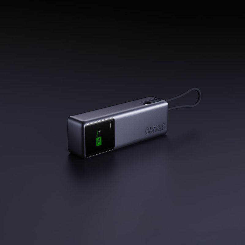 Batería externa Xiaomi 10000 mAh Plomo Lateral mostrando pantalla digital