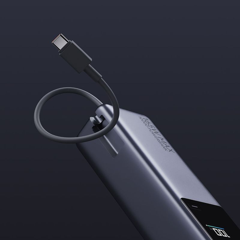 Batería externa Xiaomi 10000 mAh Plomo Frontal-oblicuo con cable integrado USB Tipo-C