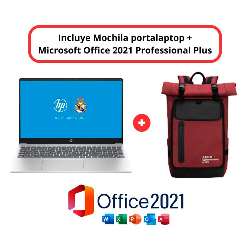 Laptop HP 15.6″ Touch Core i3 8GB 256GB SSD Plata