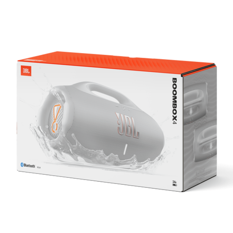 Parlante Bluetooth JBL Boombox 4, 28h reproducción, IP68, Blanco