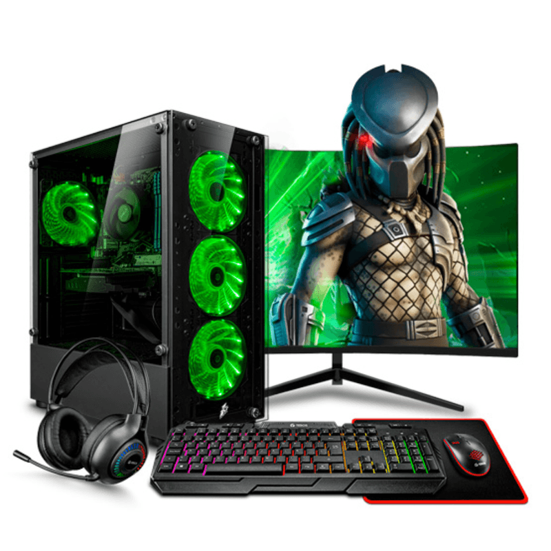 PC armada Haku Green Ryzen 5 5600GT 16GB RAM 500GB SSD monitor 22 pulgadas IPS teclado gaming