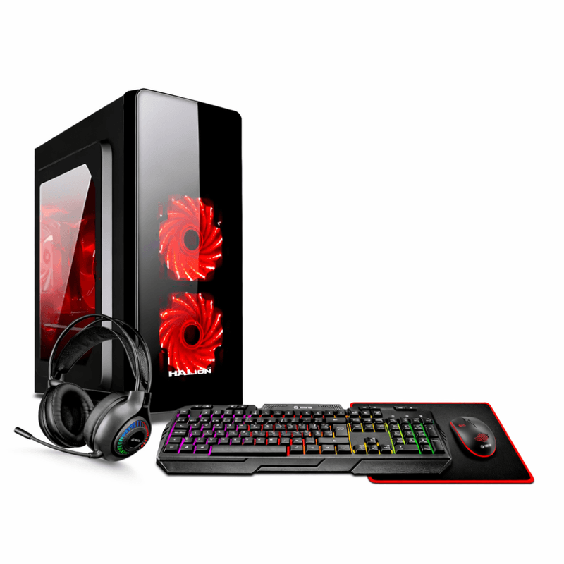 PC armada Haku Red Ryzen 7 5700G 16GB RAM 500GB SSD monitor 24 pulgadas curvo teclado gaming