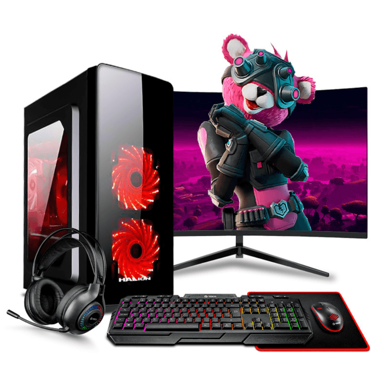 PC armada Haku Red Ryzen 7 5700G 16GB RAM 500GB SSD monitor 24 pulgadas curvo teclado gaming