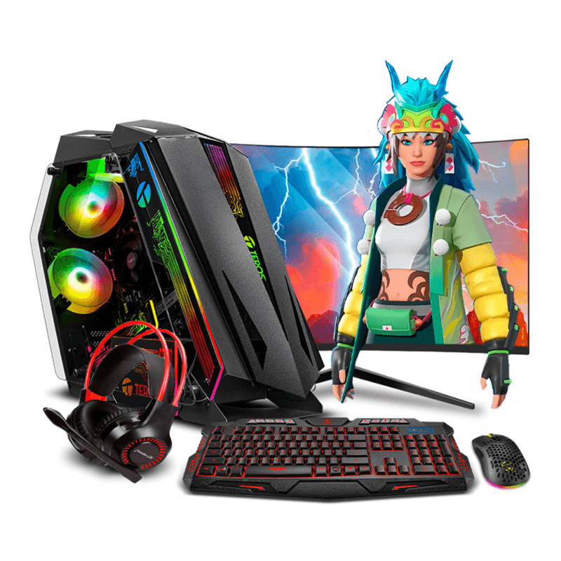 PC armada Ryzen 7 5700G 16GB RAM 500GB SSD monitor 24 pulgadas curvo teclado gamer