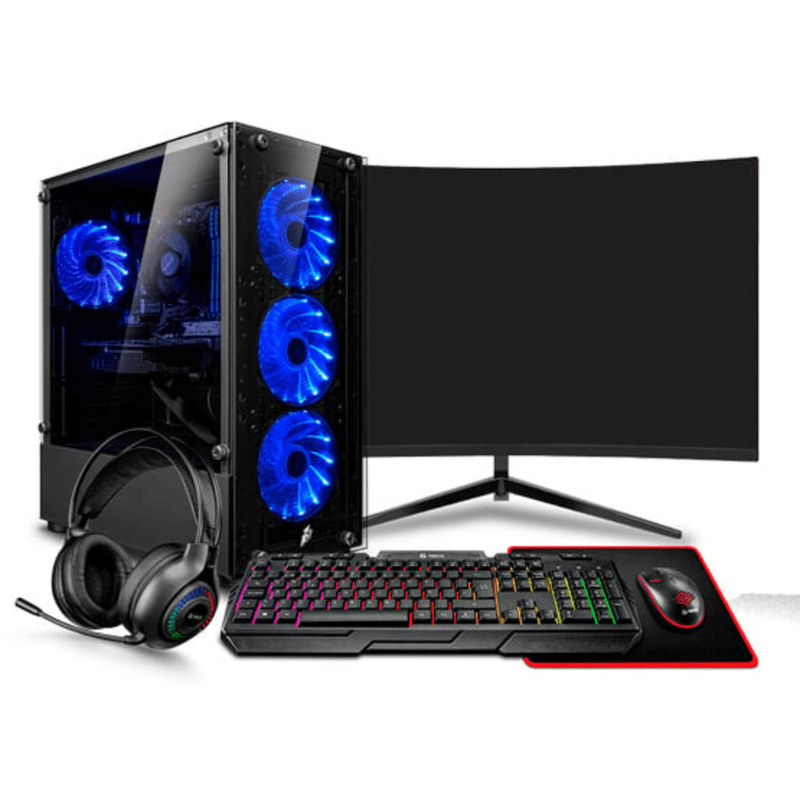 PC armada Intel Core i3 14100F 16GB RAM 500GB SSD monitor 24 pulgadas curvo teclado RTX 3050 6GB gaming