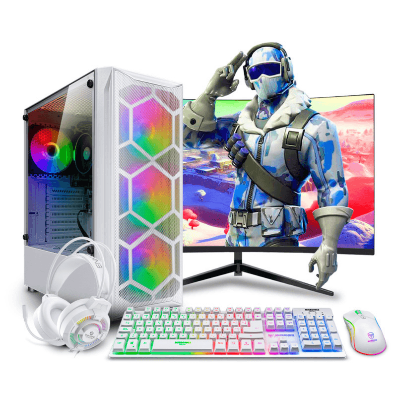 PC armada Ryzen 7 5700G 16GB RAM 500GB SSD monitor 24 pulgadas curvo teclado gaming oficina