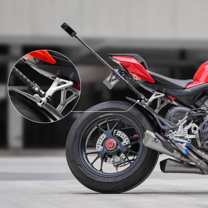 montaje de pernos en u inst360 negro acción motocicleta tercera persona
