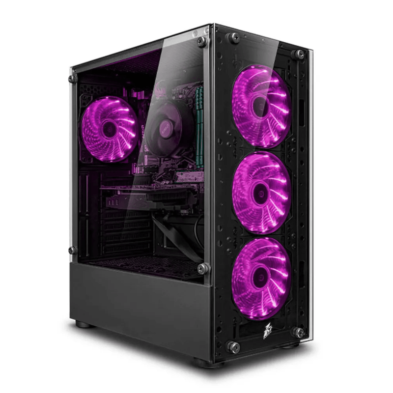 pc armada draco pink intel core i7 10700f 500gb ssd 32gb ram monitor 24 pulgadas curvo rosa vista frontal setup gamer