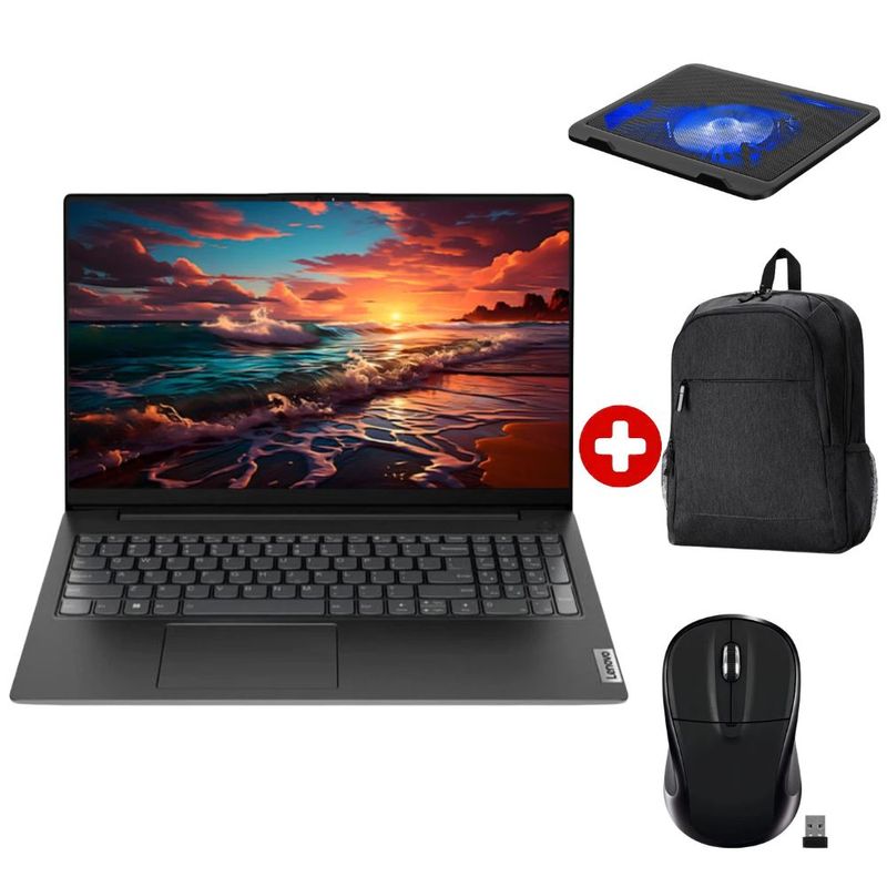 Laptop Lenovo V15 G2 IJL 15.6" Intel Celeron negro frontal
