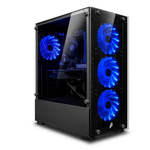 pc armada intel core i5 14400f 16gb ram 500gb ssd case de torre monitor 24 curvo teclado negro vista frontal gaming diario