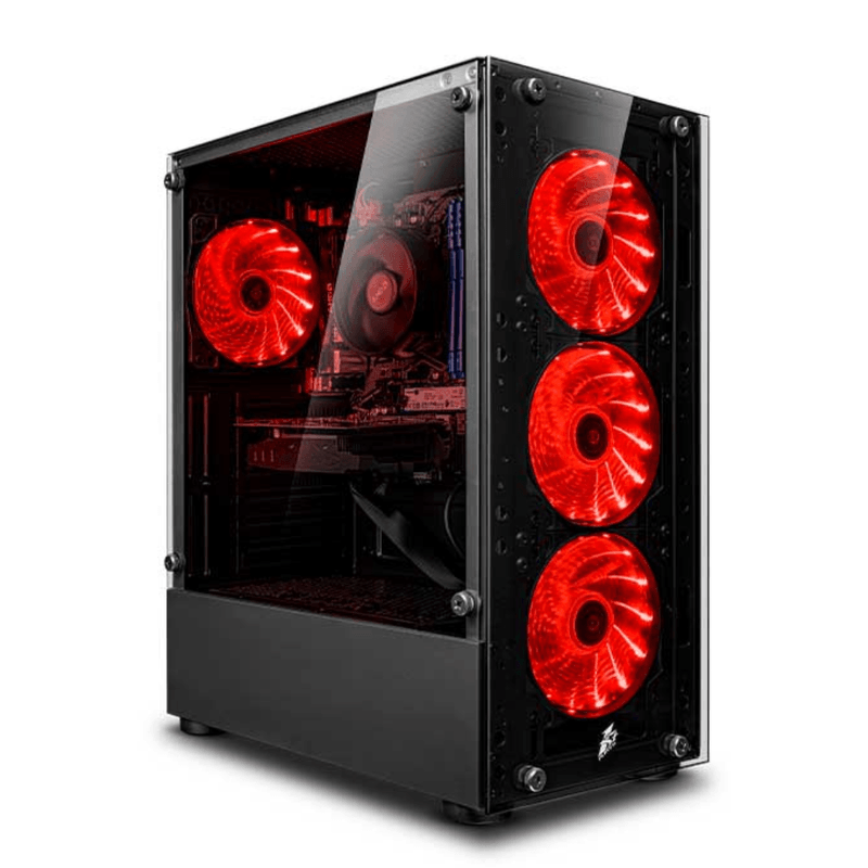 pc gamer draco red intel core i7 10700f 16gb ram 500gb ssd monitor 24 curvo rtx3050 negro frontal setup gamer