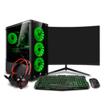 pc gamer draco green intel core i5 12400f 16gb ram 500gb ssd monitor 24" curvo negro frontal setup gamer